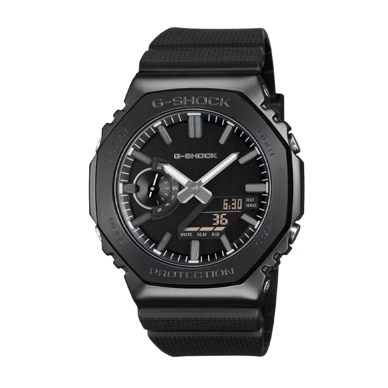 Casio G-Shock Metal-Covered Luxe Black Silver Accent Watch GM-2100LXB-1A